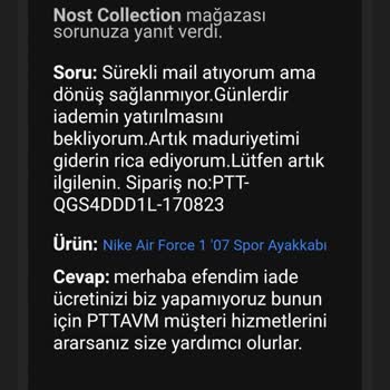 PttAVM İade Ücretim Yatırılmadı