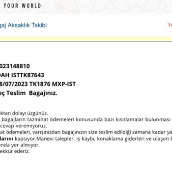 THY Günler Sonra Gelen Kayıp Bagajım