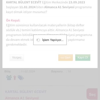 İSMEK Uygulama Hatası Sonucu Kayıt Yapamadım