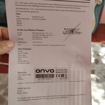Onvo Marka 007 Scooter Arızası