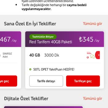 Vodafone Tarife Paket Değişikliği
