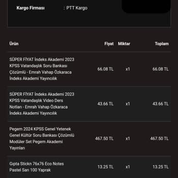 İndeks Kitap Eksik Ürün Gönderilmesi