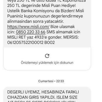 Misli 500 TL Değerinde Misli Puan Yatırılmadı