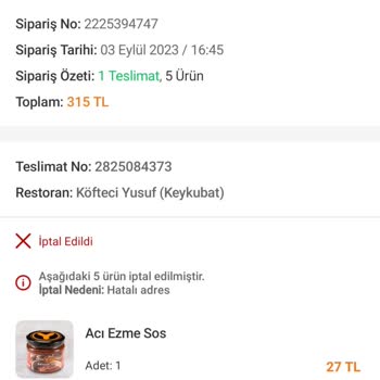 Trendyol Yemek Siparişi Verdim Gelmedi