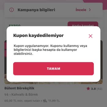 Yemeksepeti Kupon Kullanamama Sorunu