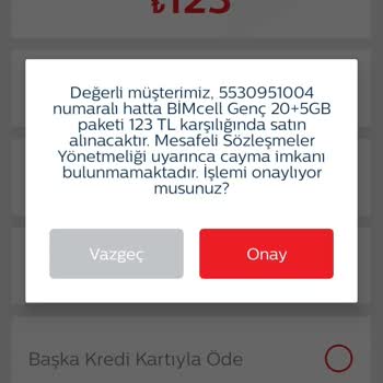 Bimcell Genç 20gb+5gb Paketi Mobil Uygulamada 123 TL