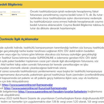 Superonline Evde İnternet Kampanya Onaysız Değişikliği