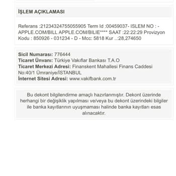 Apple Hesabımdan Bilgi Dışı Para Çekmiş