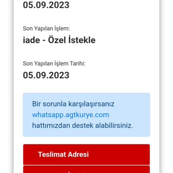 AGT Kurye Evime Gelmeyip Kargoya İade İşlemi Başlattı