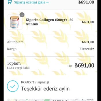 Kiperin Collagen Ürünümü 1 Aydır Göndermiyor Ve Kargo Bahanesi Sunuyor