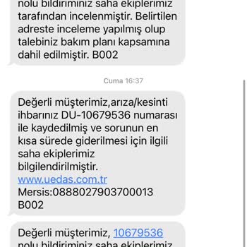 UEDAŞ Elektrik Teknik Destek Problemi