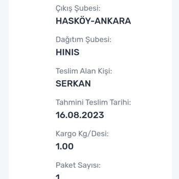 Aras Kargo Erzurum Hınıs Şubesi Kargomu Kaybetti