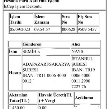 Nays Paramı Hesaba Aktarmadı