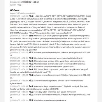 Royalbet Kendi Kafasına Göre Çevrim Muhabbeti Çıkarıp Parayı Ödemiyor