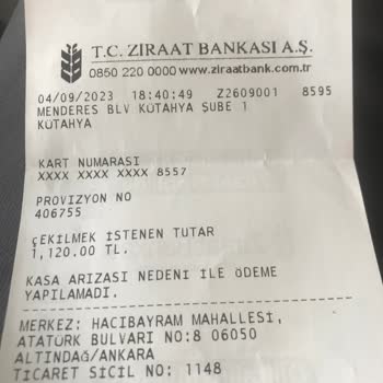 Ziraat ATM Si Para Vermedi Ancak Hesaptan Düştü.