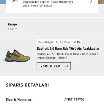adidas Su Geçirmez Ayakkabı Değişim Yapılmıyor