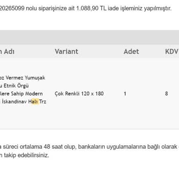 Halistores.com Halistores Defolu Ürün Yerine Yeni Halıyı Göndermedi