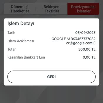 Ziraat Bankası Google Bilgim Dışında Kredi Kartımdan Harcama Yazıldı
