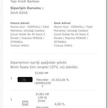 Beko Klima Teslim Edilmedi