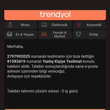 Trendyol'dan Aldığım Kargom Teslim Edilmedi