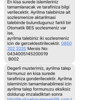 Türkiye Hayat Emeklilik Hayat Emekliliği İptal BES