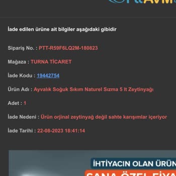 Epttavm Orijinalliği Şüpheli Zeytinyağı Satıyor