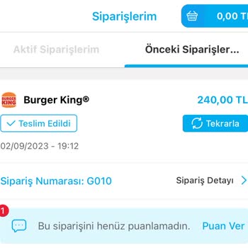 Tıkla Gelsin Verdiğim Siparişi Başka Biri Yemiş. Para İadesini Yapın.