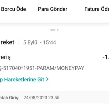 MoneyPay Hesabımdan Para Çekildi