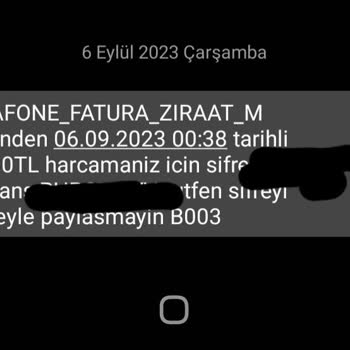 Vodafone Fatura Ziraat M İzinsiz Para Çekişi