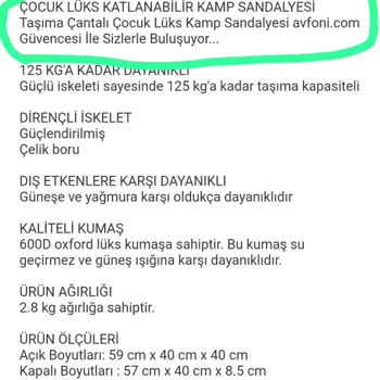 Hepsiburada'dan Alınan Funky Chairs Kamp Sandalyesinde Eksik Parça