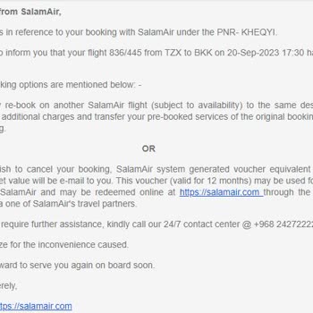 Salamair Uçuşu İptal Ediyor Ve Ücret İadesi Yapmıyor