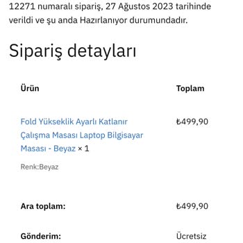 Foxart Mobilya'dan Aldığım Notebook Sehpasıyla İlgili Sorun