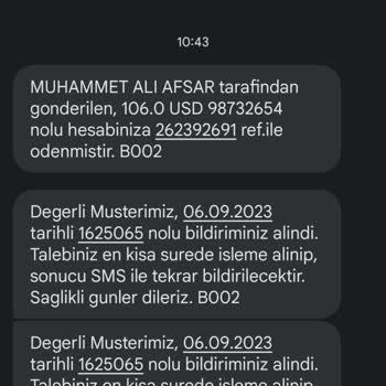 Kuveyt Türk Bilgi Verilmeden 22 Dolar Transfer Kesintisi