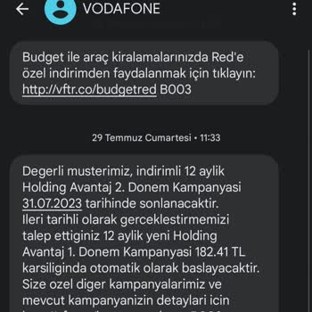 Vodafone Taahhüt İşleme Alınmaması