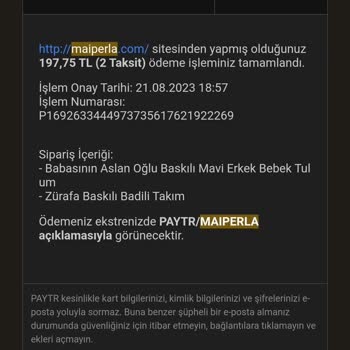 Mai Perla Bebek Giyim Para Alıp Ürün Göndermiyor