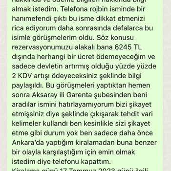 Garenta Fazla Ücret Alınması