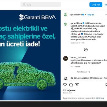 Garanti Bankası HGS Ürünü Ücret İadesi (Elektrikli Araçlara Özel)