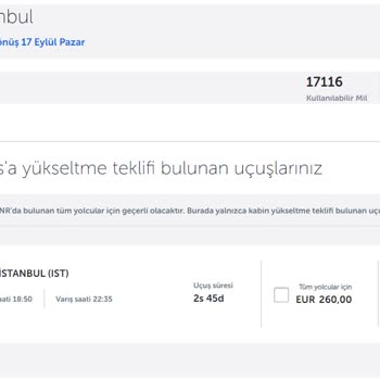 THY + Miles&Smiles Mil Kullanarak Business Upgrade Süreci