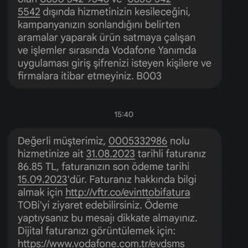 Vodafone Net Kapattığım Hat İçin Fatura Yolluyor
