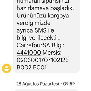 Carrefour SA Siparişin Elime Ulaşmaması