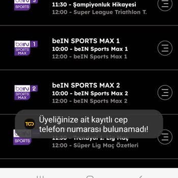 Tod TV Kayıtlı Cep Telefonu Bulunamadı Hatası