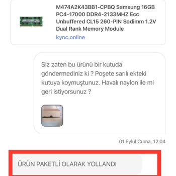 Hepsiburada RAM Gibi Bir Ürünün İadesini Almamaktadır!