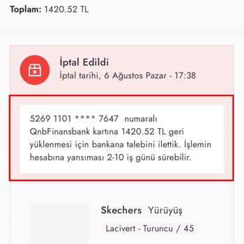 Ücret İadesi Yapmayıp Yalan Beyanda Bulunan Boyner