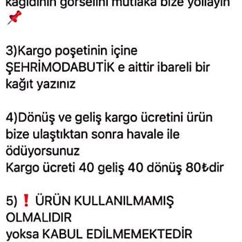 Şehri Moda Butik İnternet Alışverişi Para İadesi