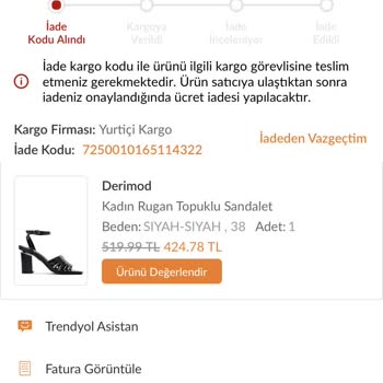 Trendyol Derimod Yanlış Ürün Göndermesi
