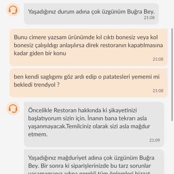 Trendyol Yemek Ürünümden Çıkan Kıl Ve Kabul Edilmeyen İadem