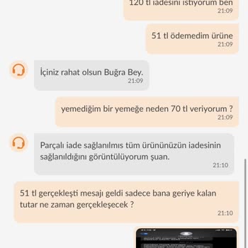 Trendyol Yemek Ürünümden Çıkan Kıl Ve Kabul Edilmeyen İadem