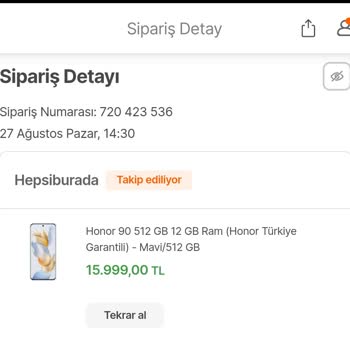Hepsiburada 27 Ağustos'ta Aldığım Telefon Hâlâ Kargolanmadı