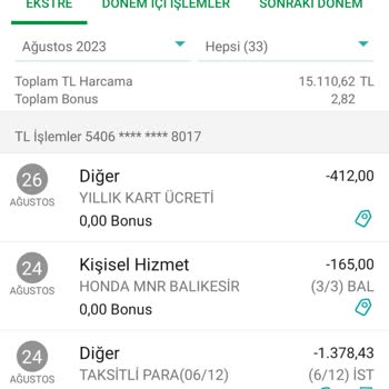 Garanti BBVA Kart Aidatı 412 TL