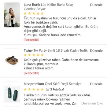 Trendyol Dan Aldığım Ürünlere Değerlendirme Yapamıyorum.
